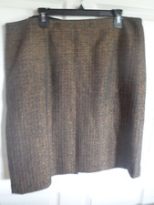 Talbots Woman - Gold / Brown - Wool Blend Skirt - Size 18W