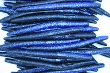 5" Electric Blue / Black Stick Baits Wacky Plastic Worms Bass Fishing