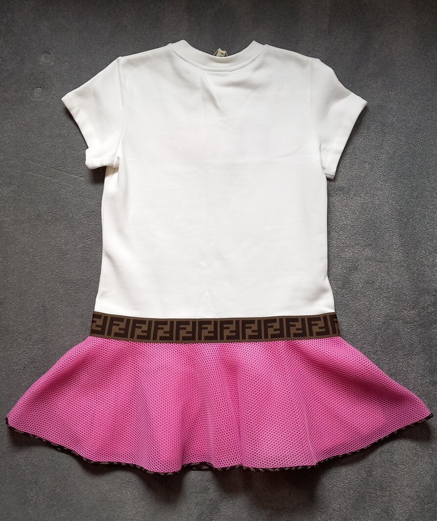 Fendi Cotton Neoprene Girls Dress Pink White  Age 12 Years image 6