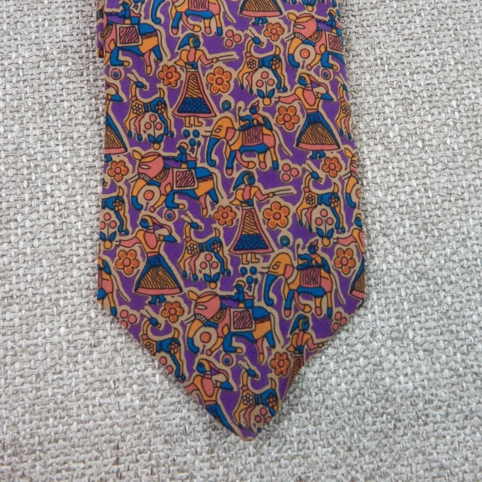Corbata de seda vintage Loris Azzaro arte hecha en Francia corbata negocio Foto 2 de 4