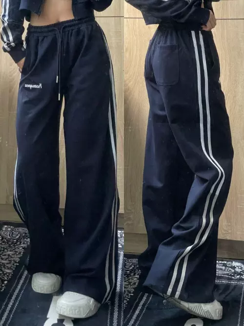 Vintage Striped Joggers Women Hip Hop Retro Wide Leg Track Pants
