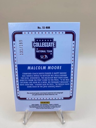 Camiseta deportiva Panini 2024 estrellas y rayas de Estados Unidos Malcolm Moore automática/199 - Imagen 2 de 2