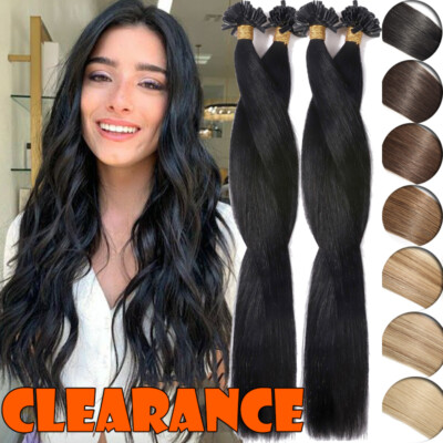 U-Tip Nail 100% Remy Human Hair Extensions Pre Bonded Fusion Keratin 200G BlacK