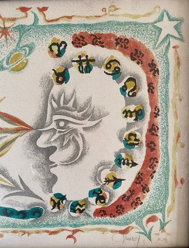 Jean Lurçat litografia giorno e notte sole luna zodiaco astrologia arte incorniciata - Foto 2 di 6