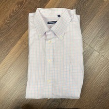Burberry Shirt Men's Large Plaid Long Sleeve Button Down 100% Cotton Made in USA