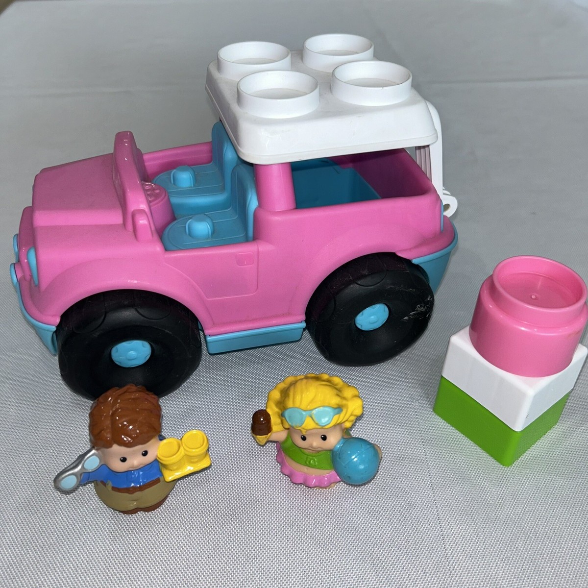 Fisher Price Little People Pink Jeep Vehicle Block Builder SUV