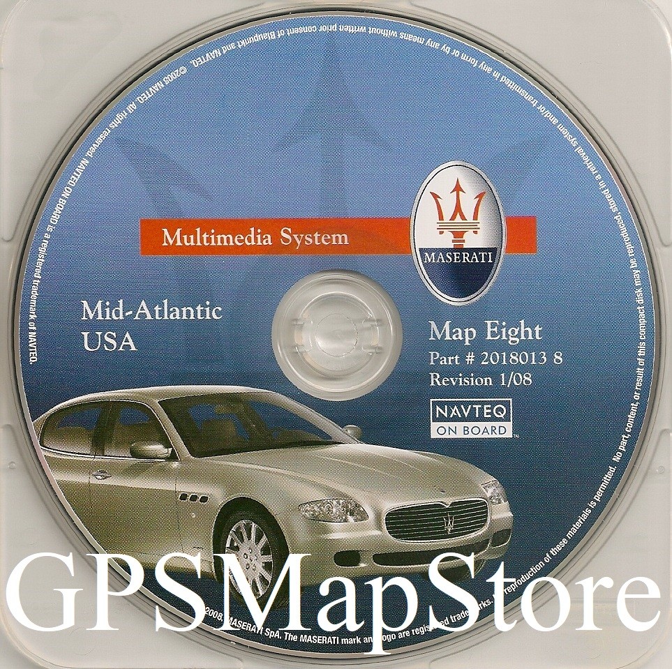 2004-2010 Maserati Quattroporte Navigation CD #8 Cover DE VA Partial MD PA NJ NC