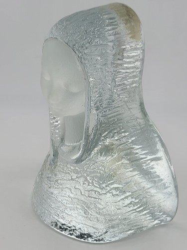 Vintage Wikinger klar matt strukturiert Kunst Glas Jungfrau Maria Madonna Figur - Bild 5 von 13