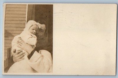 1909 Man With Cute Baby Winthrop Massachusetts MA RPPC Photo Antique Postcard