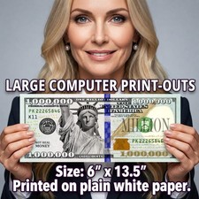 Large Novelty Money Printout 6x13.5 Million Billion Trillion Zillion Bill Prints