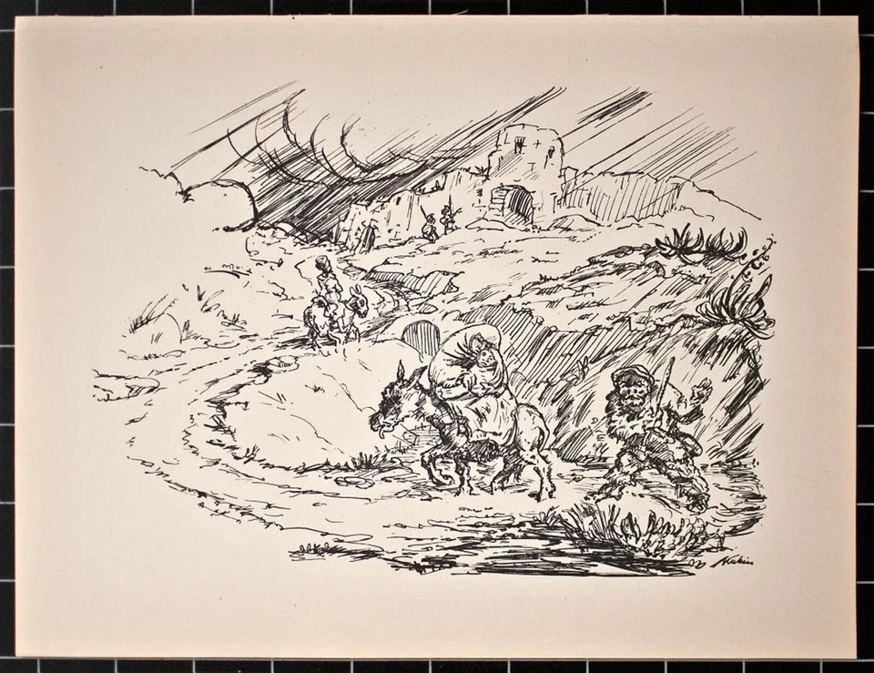 Alfred Kubin Auf der Flucht Heilige Familie Expressionismus Lithografie 1920 - Bild 2 von 3