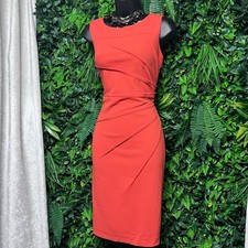 Calvin Klein Dress  Size 6 Orange Sunburst Pleated Sheath Sleeveless 4214