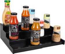 Spice Rack Kitchen Cabinet Organizer: 4 Tier Bamboo Expandable Spice Storage