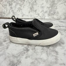 Vans Classic Slip Ons Toddler 7 Black Leather Skate Sneakers Low Athletic Shoes
