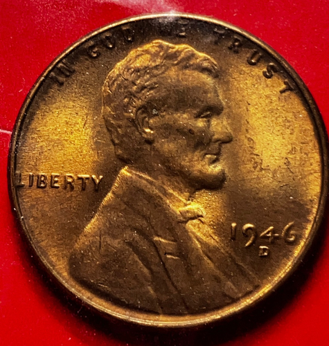 1946-D Lincoln Wheat Cent Penny GEM RED BU From an Original Bank Roll - Picture 3 of 8