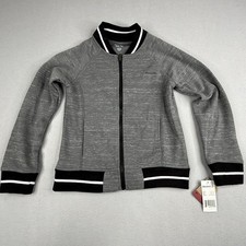 Reebok Girls Bomber Jacket M 8-10 Gray Varsity Zip Athletic NWT