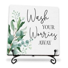 Motivational Wooden Sign - 5" Wooden Decoration Wash Your Worries Away A07