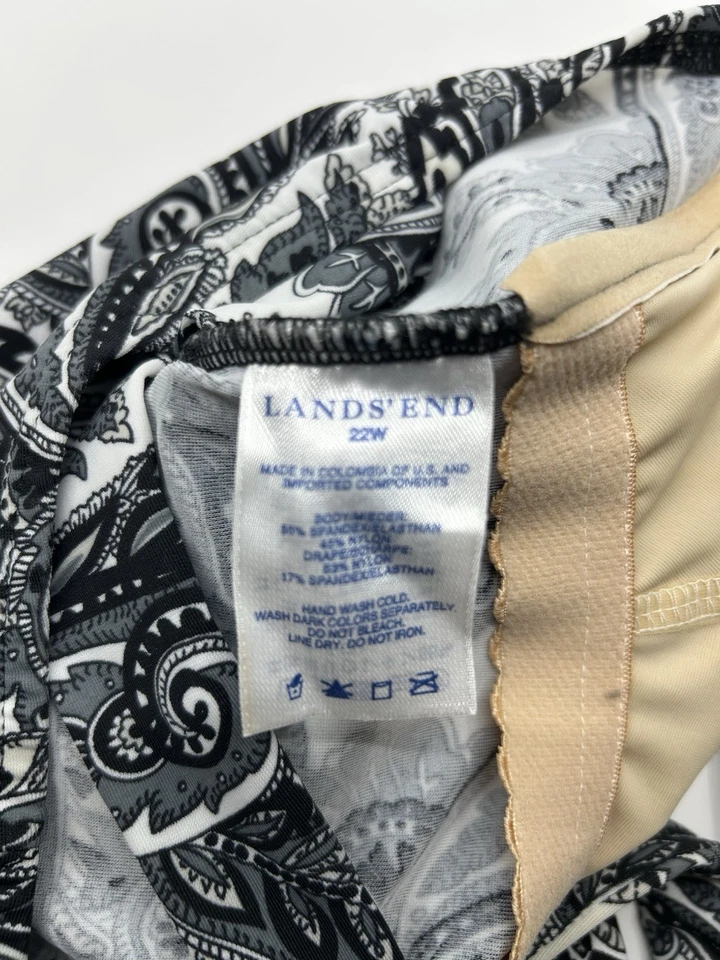 Traje de baño Lands’ End para mujer con cobertura abdominal adicional 22W negro/gris/blanco Foto 4 de 4