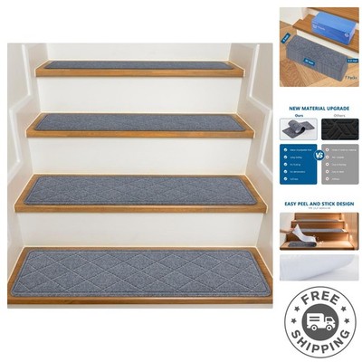 Durable Non-Slip Stair Treads 8'' x 30'' - Ideal for Wooden Steps, Dark Grey