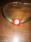 Vintage Monet Jewelry Omega Greek Coin Red Enameled Necklace Earrings NOS — photo 8