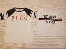 2 pc lot Victoria Secret PINK t shirts tops sz S M PINK shirt is NWT b2