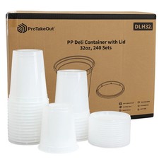 ProTakeOut, 32 oz Heavy-Duty PP Deli Containers with Lids 240 Sets 24/20