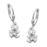 Ohrbrisur OhrhäNger Ohrringe 24X7Mm Kleiner BäR Zirkonia Weiß Silber 925