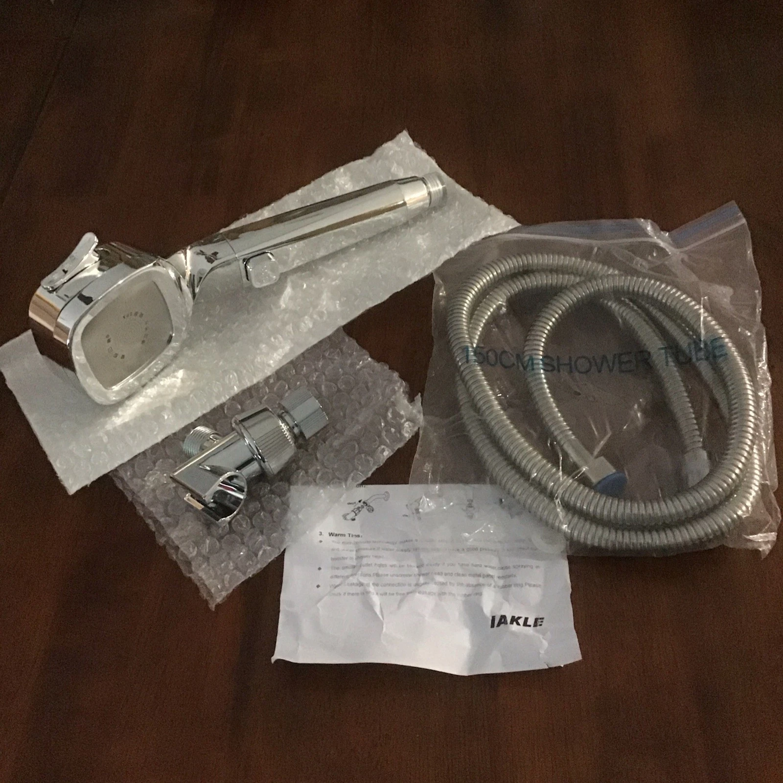 IAKLE High Pressure Handheld Shower Head w/ Hose Filter Stop Button 150 CM Hose