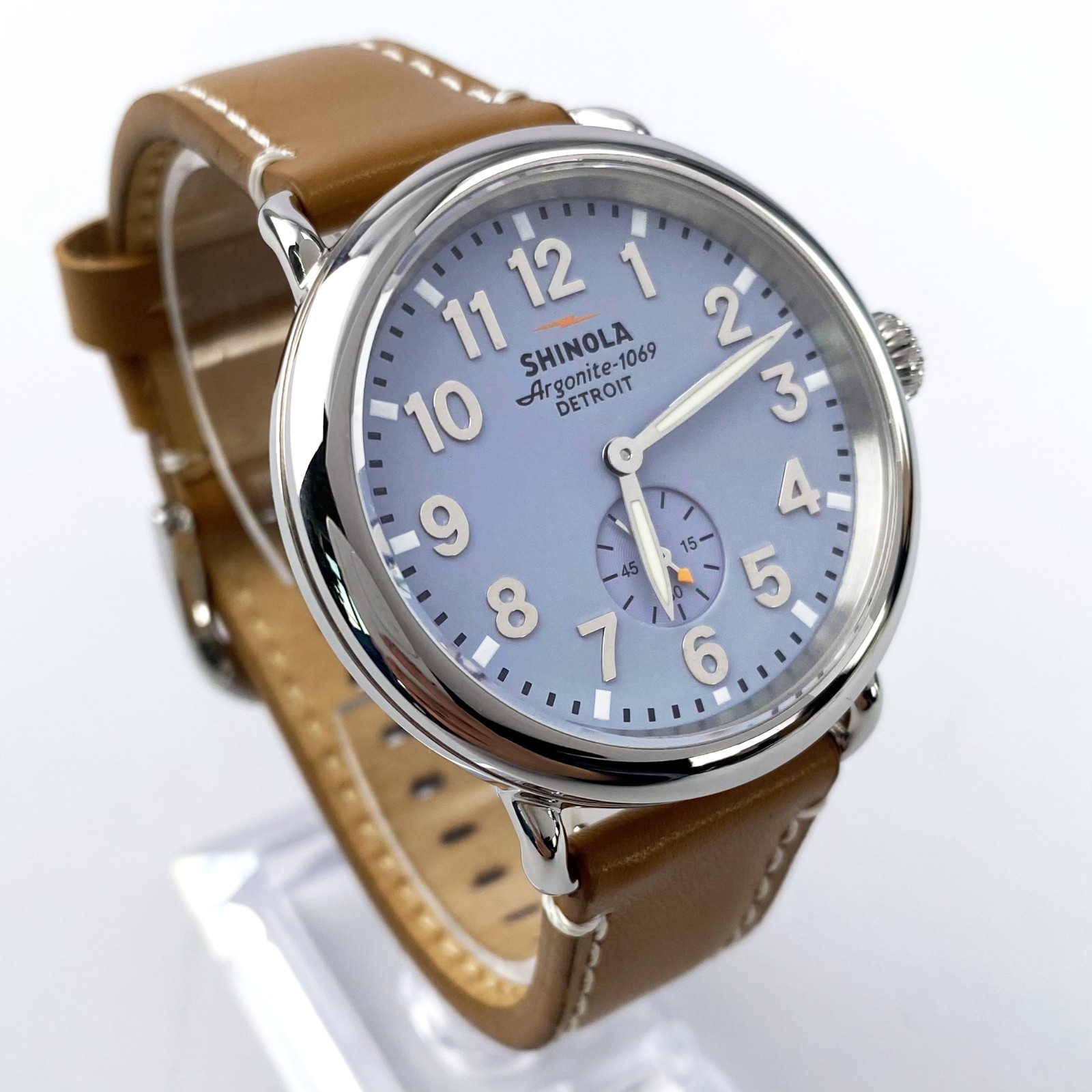 Shinola Men's Watch Argonite 1069 The Runwell 41mm Slate Blue Dial Leather Strap