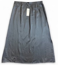 Eileen Fisher MEDIUM Steel Hammered Silk/Organic Cotton F/L Skirt NWT 248