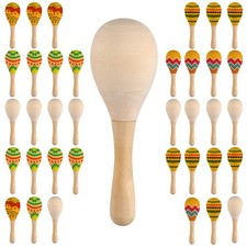 36 Pack DIY Wood Maracas Mini Wooden Party Favors Unfinished Hand Painted Cra...