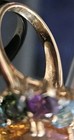 14k JCR Stamped: John C. Rinker; Multi-Gemstone 14K Yellow Gold Cluster Ring-sz7 — photo 3