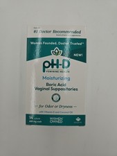 pH-D Feminine Health Boric Acid Vaginal Suppositories 600mg 14Ct Exp 07/2027