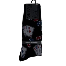 Poker Bamboo Rayon Socks Playing Cards Aces Chips Gag Gift Hearts Clubs Spades