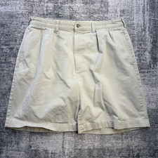 VTG Polo Ralph Lauren Shorts Mens 36 Beige Double Pleated Twill 90s Old Money