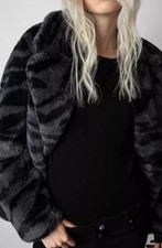 97 Zadig  Voltaire Fera Tiger Print Faux Fur Coat Women's 598 XS