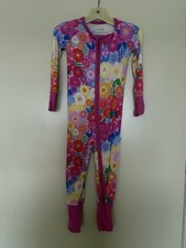 Little Sleepies Pink Blue Orange Floral Viscone Spandex Sleeper Size 12-18 Mo