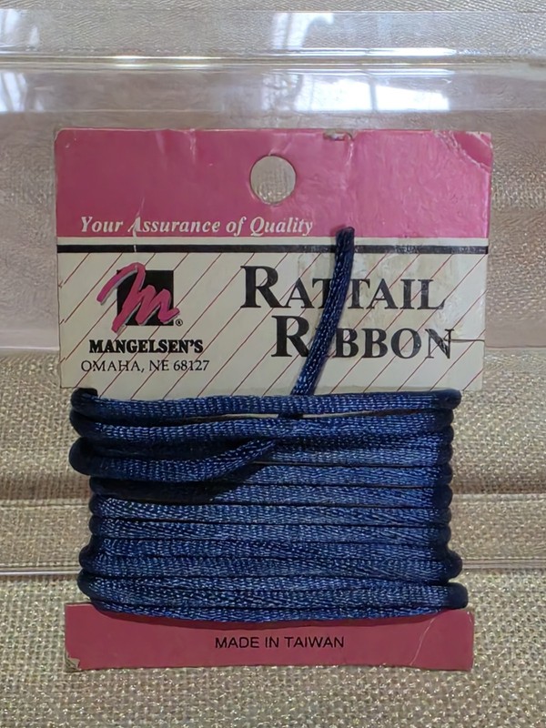 Vintage Sapphire Blue Craft Cord 3mm x 2 yrds Rattail Ribbon
