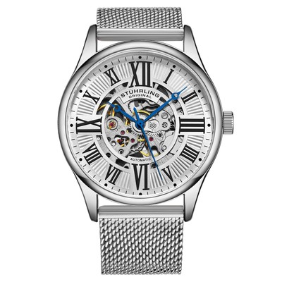 Stuhrling 3942M 1 Automatic Skeleton Stainless Steel Mesh Mens Watch