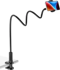 Tryone Gooseneck Phone Holder Stand for Bed Flexible Arm Adjustable Black 
