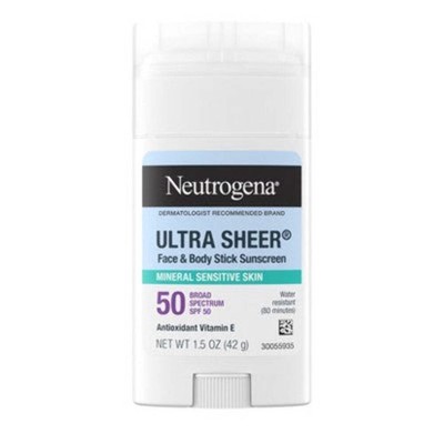 Neutrogena Mineral Ultra Sheer Face and Body Sunscreen Stick SPF 50 1.5oz - Impe