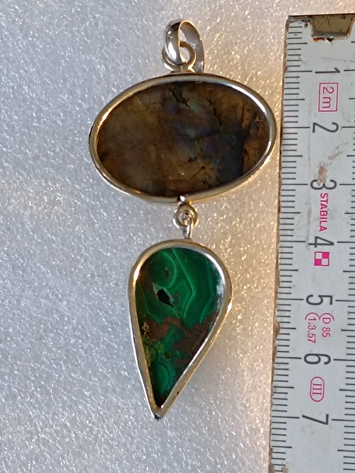 Labradorit Malachit Sterling Anhänger Heilstein - Bild 2 von 3