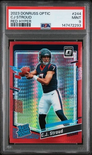 2023 Panini Donruss Optic Rated Rookie C.J. Stroud Red Hyper Prizm (RC) PSA 9
