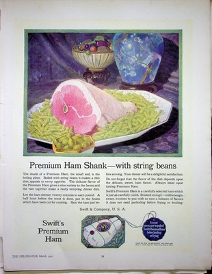 Original 1921 Vintage print AD: Swift's Premium Ham Shank #Collective Series