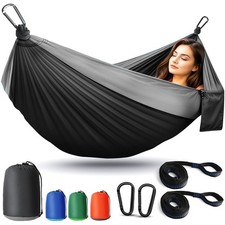 Camping Hammock Lightweight, Portable Hammocks Parachute Dark Black