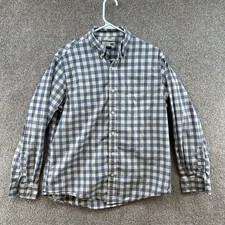 Old Navy's Men's Button Up Size Large White Blue Check Long Sleeve Collared