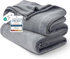 Bedsure GentleSoft Fleece King Size Blankets for Bed Grey - Soft Lightweight Plu