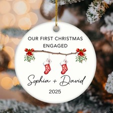 Mark your special moment with this 2025 personalized ceramic ornament
