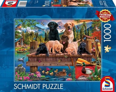 NEW & SEALED Schmidt 59778 Dog Family by the Lake 1000 Pc Jigsaw Puzzle