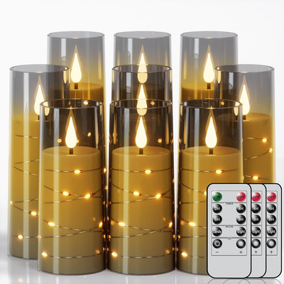 Genswin Flickering Flameless Candles with Remote Timer, 9 Pack Battery Operated